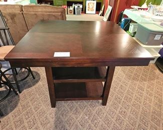 $60 Square table w/stored leaf, needs tightening