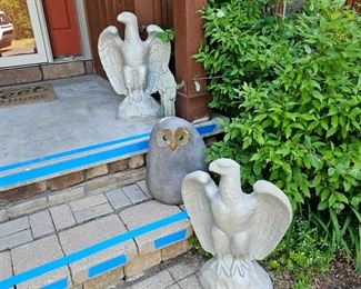 $40 ea Cement Metallic Grayge Eagles, SOLD Owl