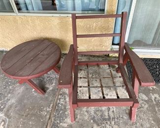 Vintage wood patio furniture ; not pictured 2 large picnic tables with benches 