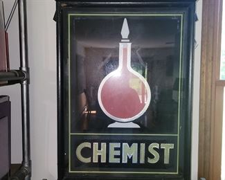 19th century English Antique Chemist sign (lights work!)