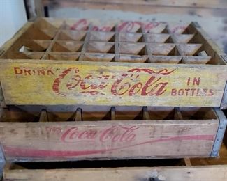 Vintage 1959 Coca-Cola 24 Bottle Wood Crate Case Box Yellow Red and Wood Crate Case Red