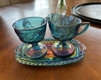 Carnival glass Cream & Sugar