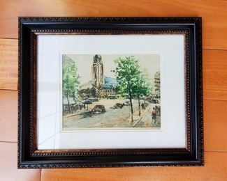 "Blvd St. Germaine Paris" Etching by Blondin