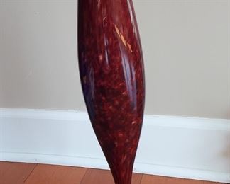 Mid Century Modern Willsea O'Brien Hand Blown Art Glass Trumpet Vase