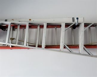 Ladders including Keller Fiberglass 6' model 976, Werner 8' and Cuprum 20' extension ladder