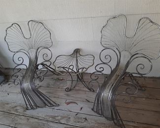 Unique Ginkgo Leaf Chairs with Matching Table