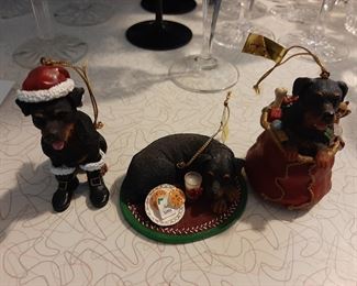 For the love of Rottweilers - 3 of set of 12 Danbury Mint Rottweiler Christmas Ornaments