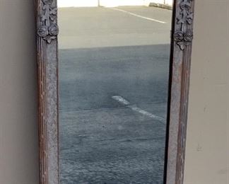 TALL DECO MIRROR IF IN SILVER LEAF ACCENTED FRAME