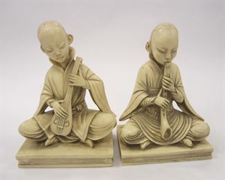 AIR OF COMPOSITION ASIAN SEATED MUSICIANS BOOKENDS. 6.75" TALL
