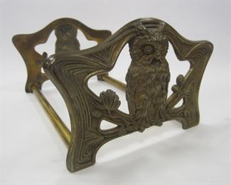 BRASS PLATED STEEL EXPANDING OWL BOOKENDS. ART NOUVEAU JUDD 9776