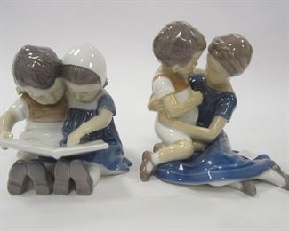 TWO BING & GRONDAHL DENMARK FIGURES CHILDREN. #1567 & #1568. 4.25" TALL