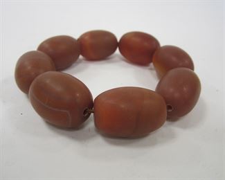 CHINESE RED AGATE STRETCH BRACELET WITH 1 1/8" BEADS