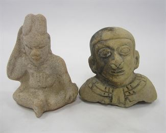 TWO PRE COLUMBIAN STYLE FIGURES. 3.5" TALL
