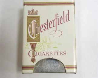 VINTAGE CHESTERFIELD CIGARETTE TIN "POCKET" ASHTRAY. 2.25" MARKED HONG KONG STEEL
