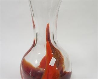 SIGNED ART BY FIRE GLASS DECANTER. 12" TALL