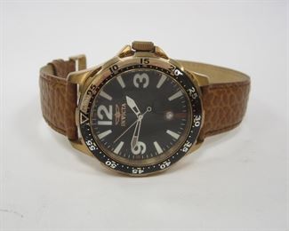 INVICTA SPECIALTY MENS WATCH MODEL #12124. HAS LEATHER BAND. Some scratches on crystal, scuffs on watch
