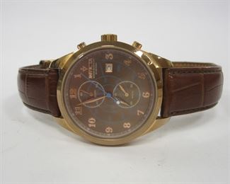 INVICTA MODEL #12389 BRONZE COLORED FACE MEN'S WATCH. LEATHER BAND IS WORN