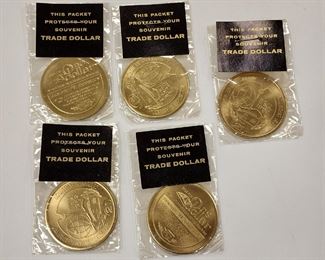 FIVE 1962 WORLD'S FAIR COLLECTOR COINS IN ORIGINAL PACKAGES