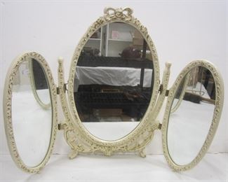 THREE SECTION DRESSER TOP MIRROR. 17" TALL, CONTEMPORARY
