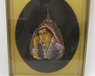 INDIAN PAINTING ON FIG LEAF