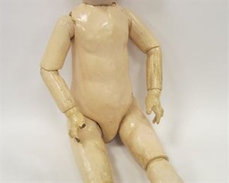 ANTIQUE JOINTED FRENCH DOLL 17" TALL. SFBJ PARIS 5 17.2" PAPER MACHE ALL ORIGINAL. FIRING FLAW ON BACK OF HEAD