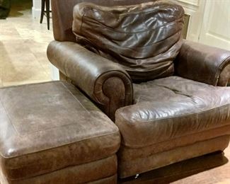Leather sofa and matching chair/ottoman