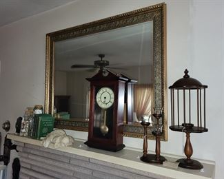 Mirror, clock, candel holder