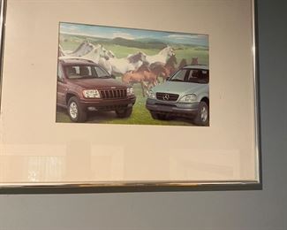 Photo commemorating the combined efforts of Jeep and Mercedes Benz to finally round up all of those wild mustangs in southern Wyoming.