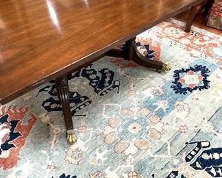 10’ Cumberland table; Oriental rug