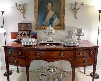 Antique English sideboard with wine drawer
