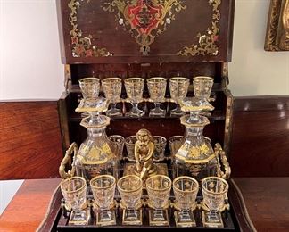 Antique French Cave a Liqueur with removable tray