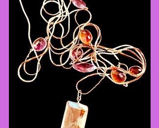 14k necklaces with citrine and amethyst charms