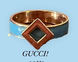 Vintage Gucci 18k turquoise enamel ring