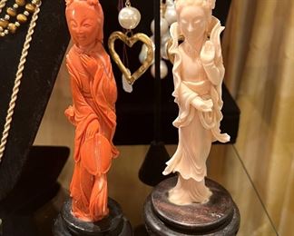 Oriental coral figurines
