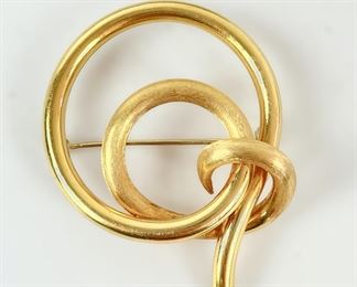 9 Grams Fine 18K Yellow Gold Knot Pin Brooch
