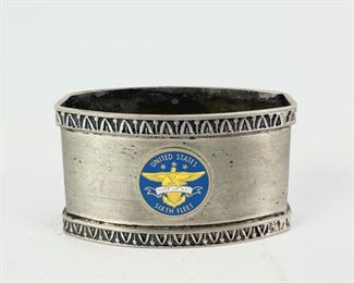 30 Grams Fine U.S. Sixth Fleet Sterling Silver Napkin Ring
