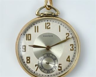 Waltham 10K Gold Plated 17 Jewel Mechanical Pocket Watch
