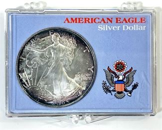 1990 American Silver Eagle $1 American Fine Silver Coin
