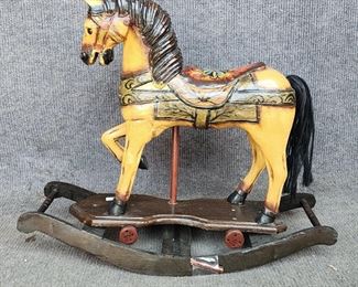 Hand Painted Hand Carved Rocking Horse
