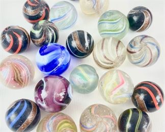 Vintage & Antique Glass Swirl Neptune Marbles

