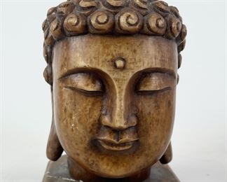 Vintage Asian Carved Stone Buddha Head Figure

