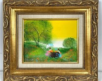 Vernon Original Acrylic Landscape Painting on Canvas fancy gilt framed

