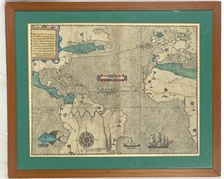 Print of Atlantic Antique Map Framed
