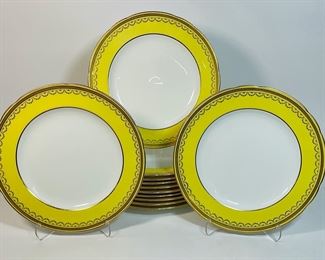 Fine MINTON GILMAN COLLAMORE & CO FINE ENGISH PORCELAIN BRIGHT YELLOW GILT RIM

