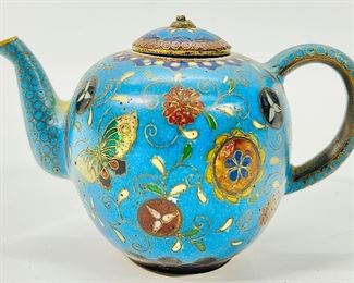 Antique Japanese Meiji Cloisonne Tea Pot

