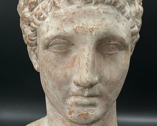 Vintage Decorative Terra Cotta Pottery WHite Washed bust Head Of David
