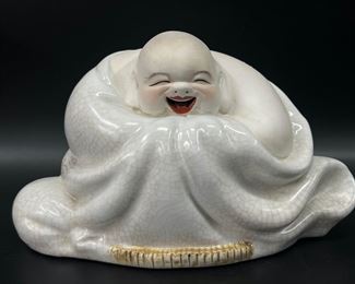 Vintage Buddha Happy Wealth Lucky Maitreya Buddha Figurine Signed
