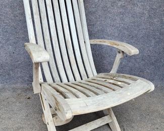 Vintage Smith & Hawken Teak Wood Adjustable Lounge Chair
