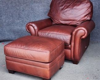 Hancock & Moore Leather Club Chair & Ottoman
