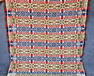 Antique 1863 Coverlet Finely Woven Rosettes Grapevines Vove & Bi Josiah Slaybaugh Indiana
